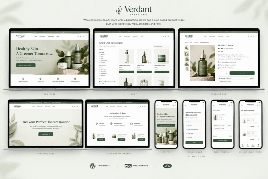 verdant skincare ui ux showcase