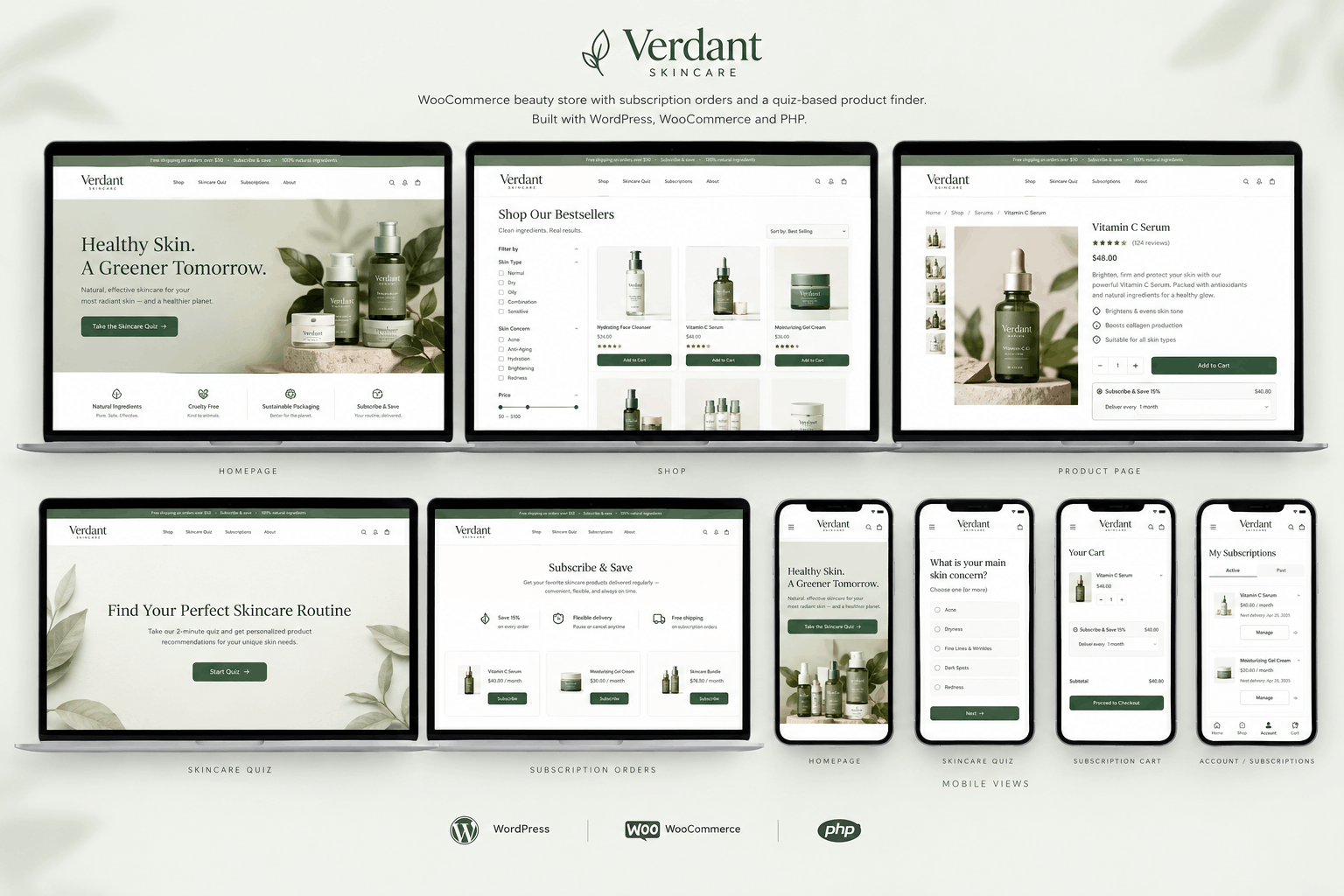 verdant skincare ui ux showcase